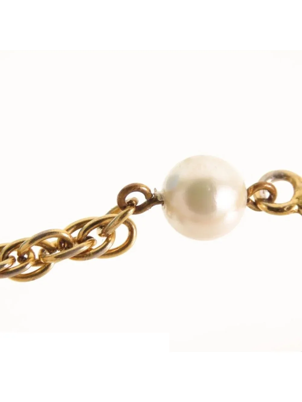 Chanel CC Logo Chain Bracelet Gold Metal Costume Pearl
